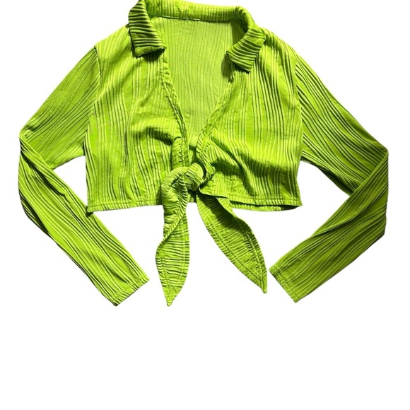 SHEIN Tops - Vibrant Green Women's Tie-Front Top